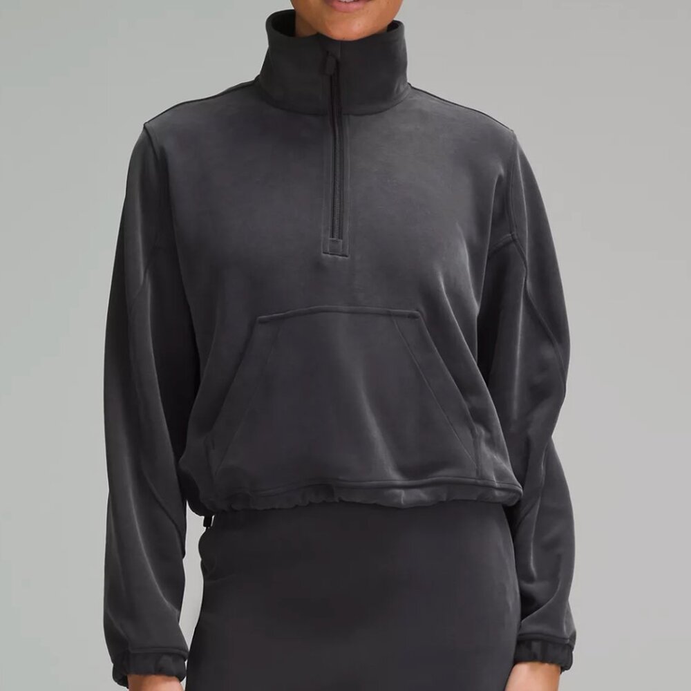 Lululemon Brushed Softstreme Half Zip in Black, Size 14